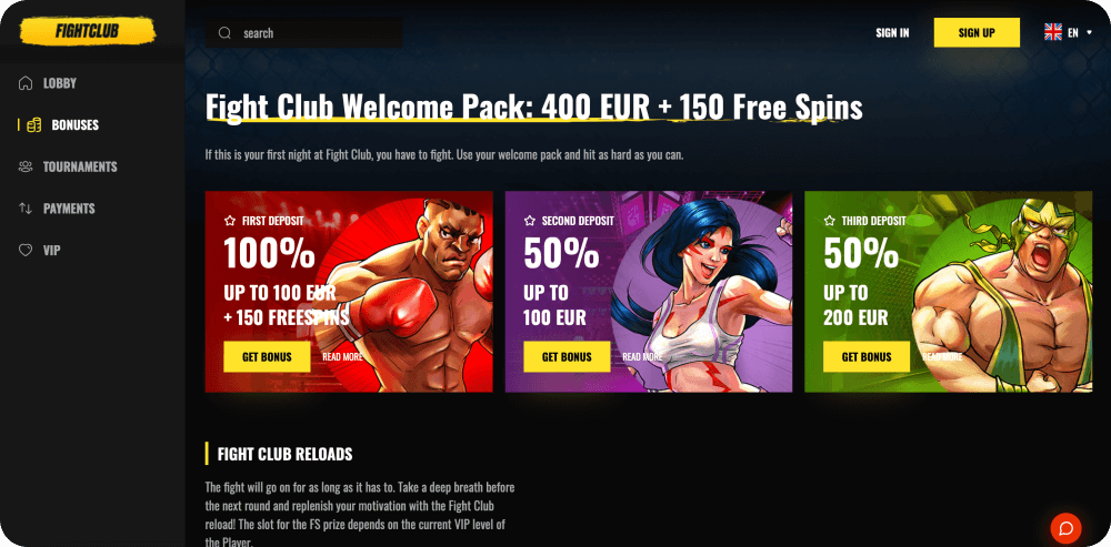 fight club casino bonus